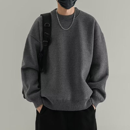 Men Pullover Sweater With Round Neck And Loose Cut
