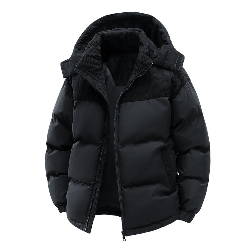 Men Winter Padded Coat With Color Block Design And Detachable Hood