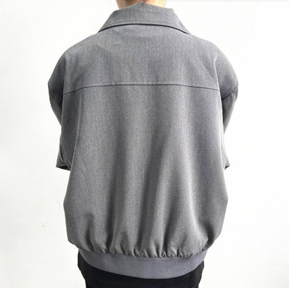 Men Winter Suit Jacket Loose Fit Solid Color Patch Pockets