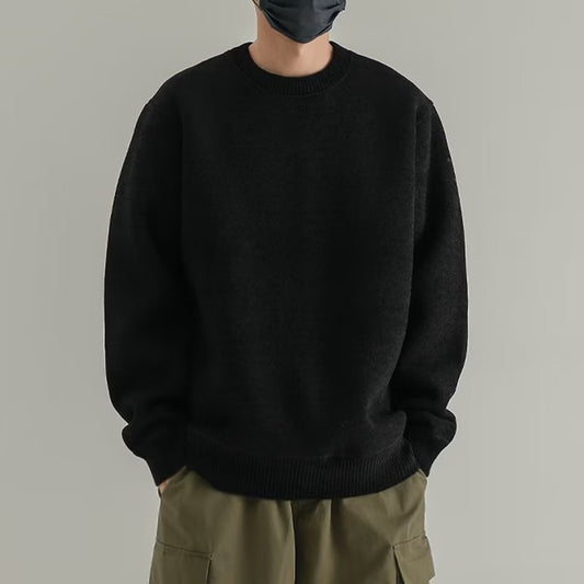 Men Pullover Sweater With Round Neck And Loose Cut