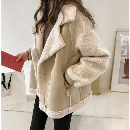 Women Fall Suede Style Moto Jacket