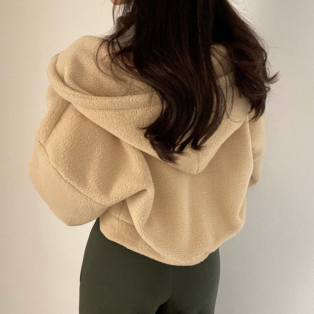 Women Autumn Pullover Hooded Loose Fit and Long Sleeve